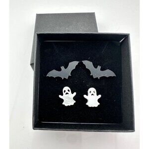 2 Pairs of Halloween Earrings - Bats & Ghosts - Super Cute!!!